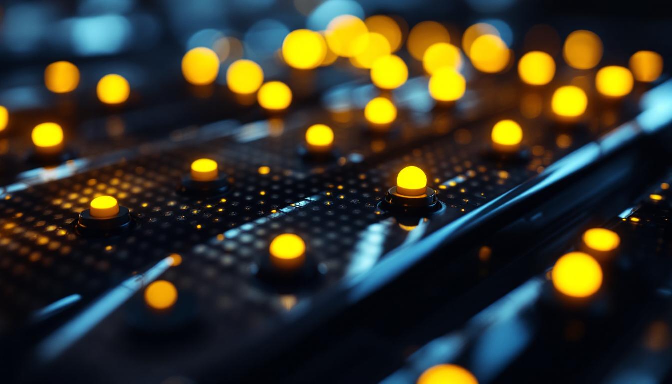 A photograph of a close-up view of a car with vibrant yellow dots strategically placed on its surface