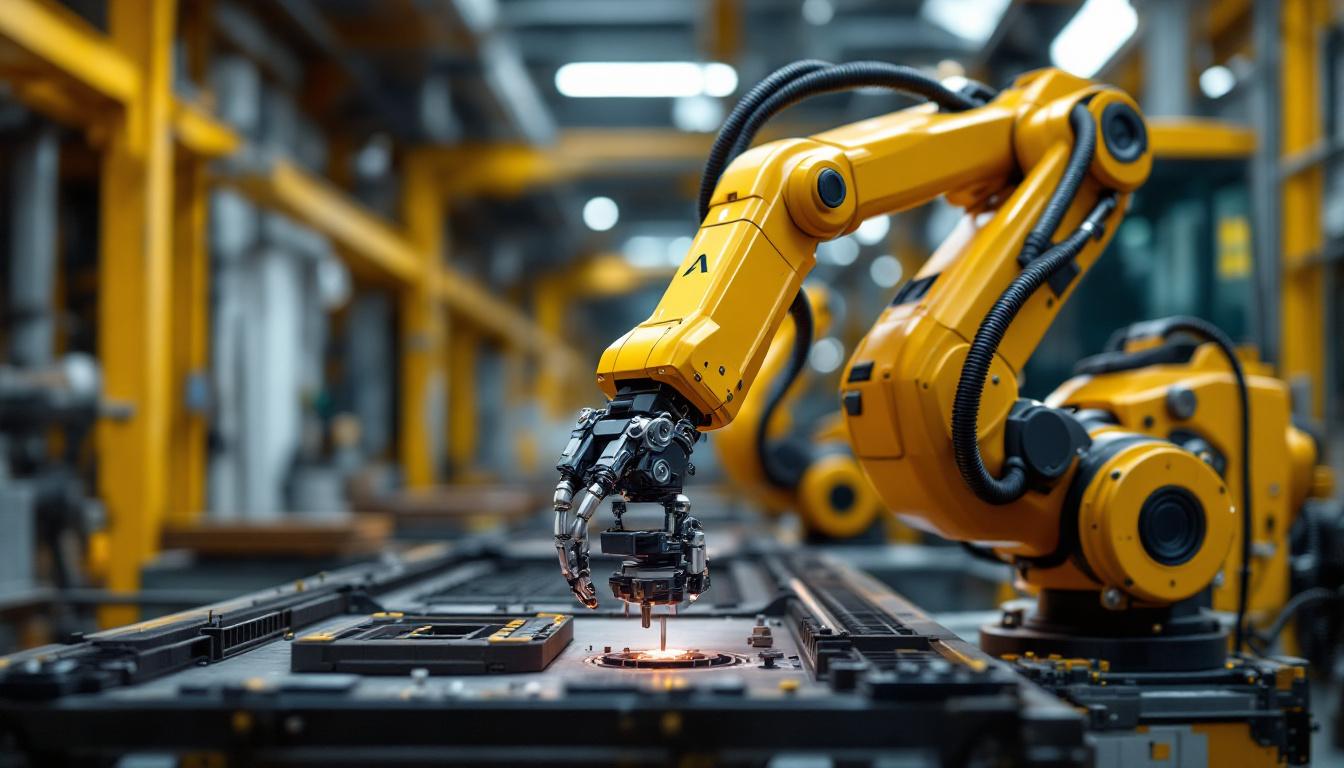 A photograph of a sleek industrial robotic arm in action during a property inspection