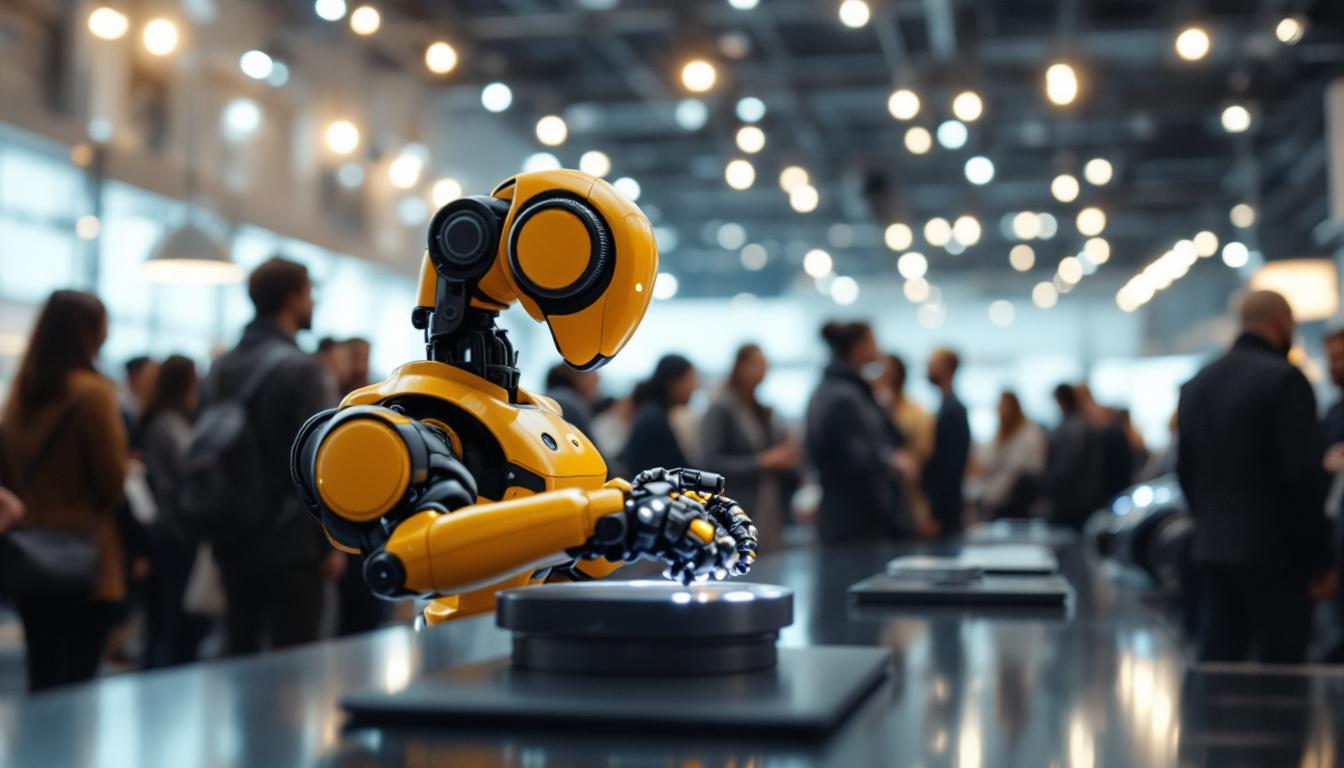A photograph of a dynamic scene at the boston auto show 2024