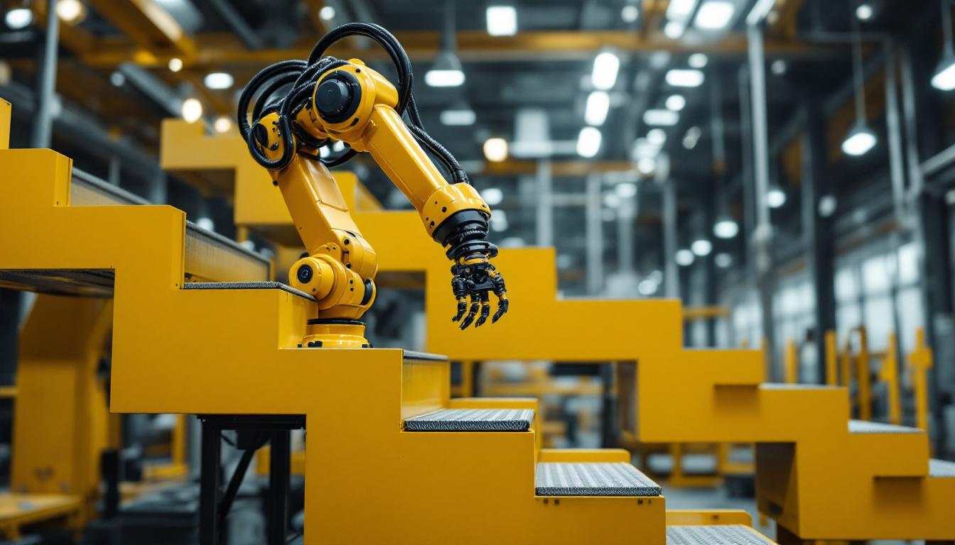 A photograph of a sleek industrial robotic arm in action