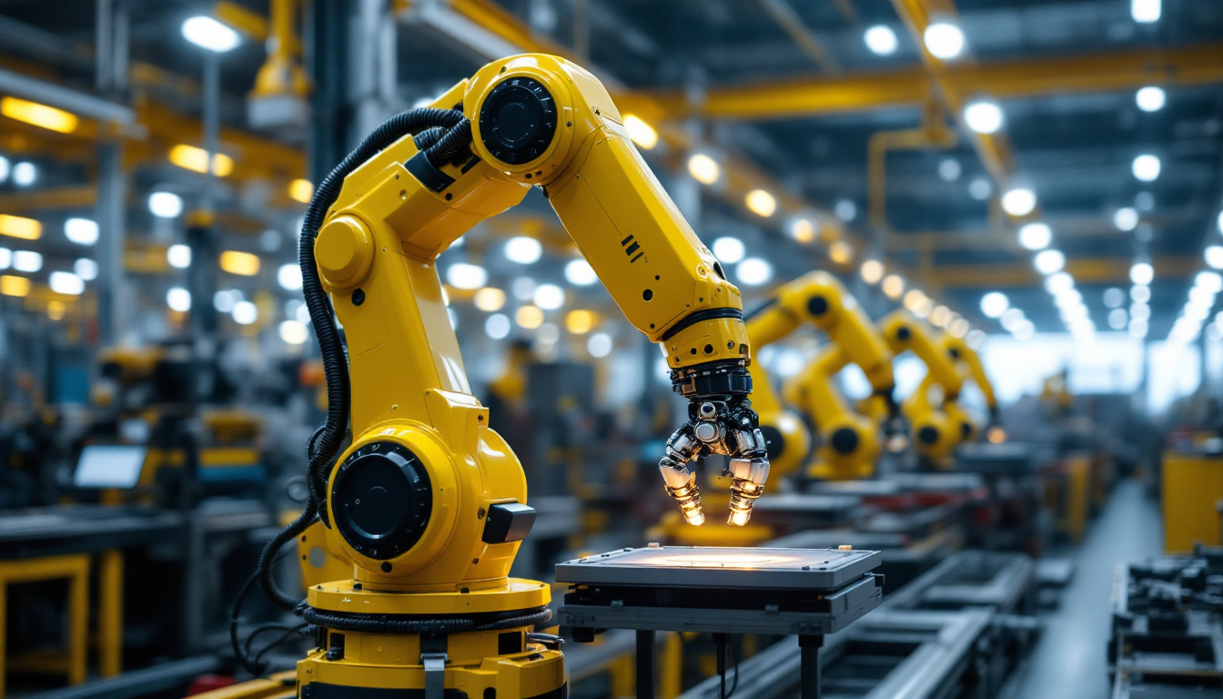 A photograph of a sleek industrial robot manipulator in action