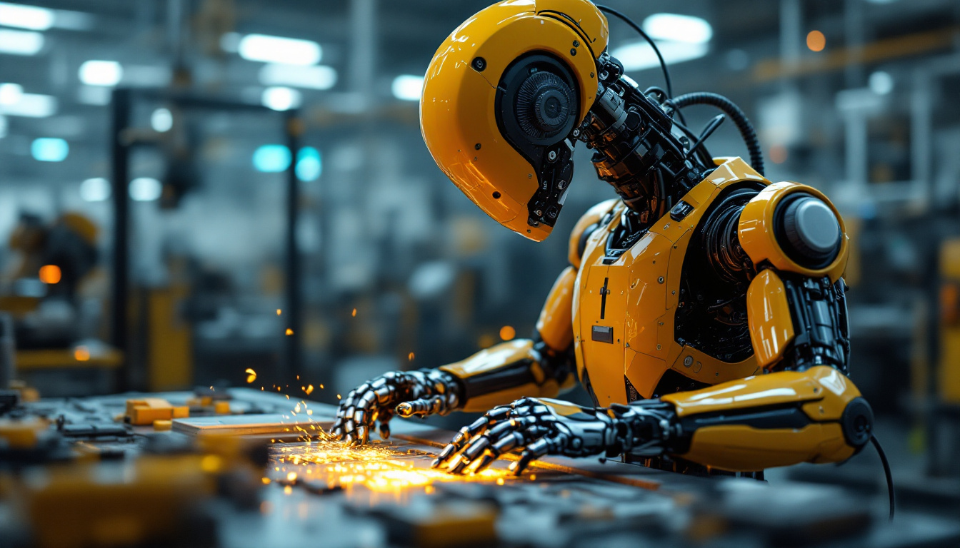 A photograph of a sleek industrial robot in action