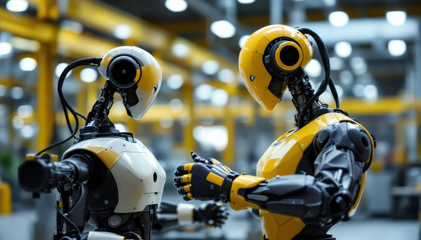 A photograph of a modern industrial robot in action within a manufacturing environment
