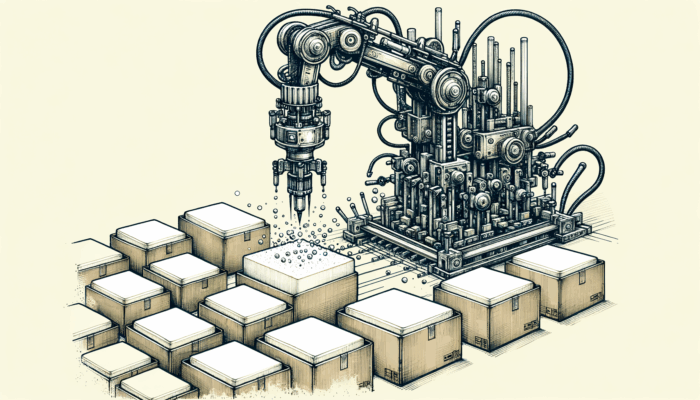 A foam insertion robot in action
