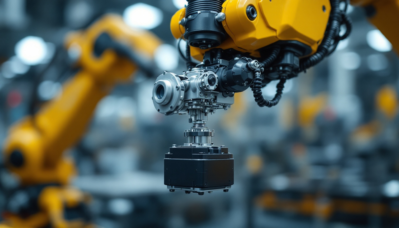 A photograph of a close-up of a servo motor in action within a robotic arm