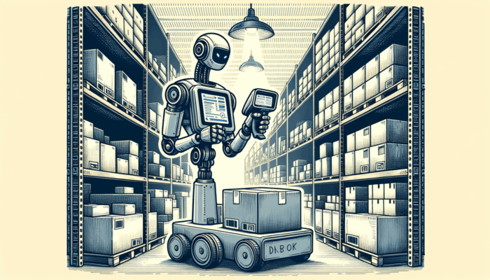 An automated robot equipped with a barcode scanner