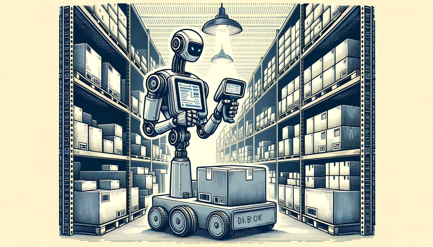 An automated robot equipped with a barcode scanner