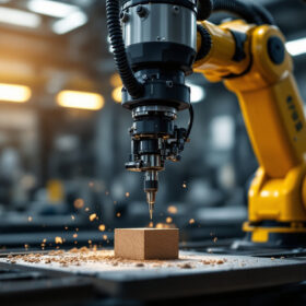 A photograph of a robotic arm in action