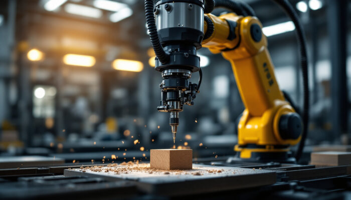 A photograph of a robotic arm in action
