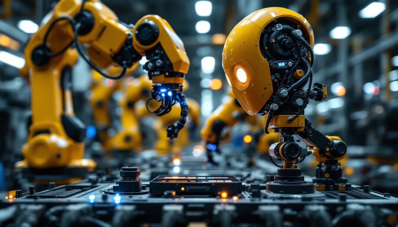 A photograph of a close-up view of various industrial robotic sensors in action