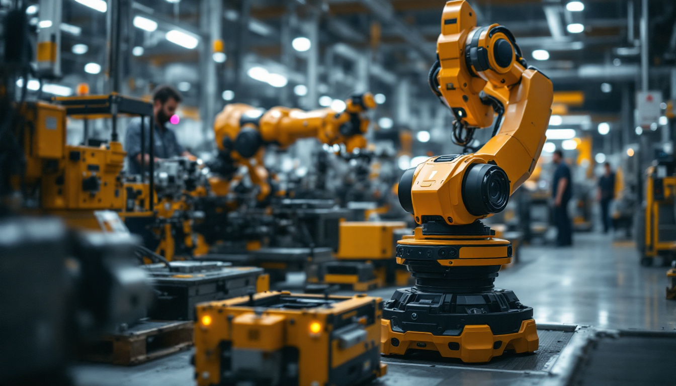 A photograph of a mobile cobot in action within an industrial setting