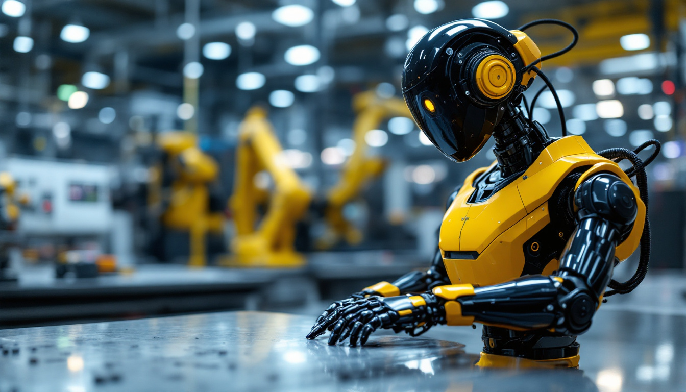 A photograph of a sleek industrial robot in action