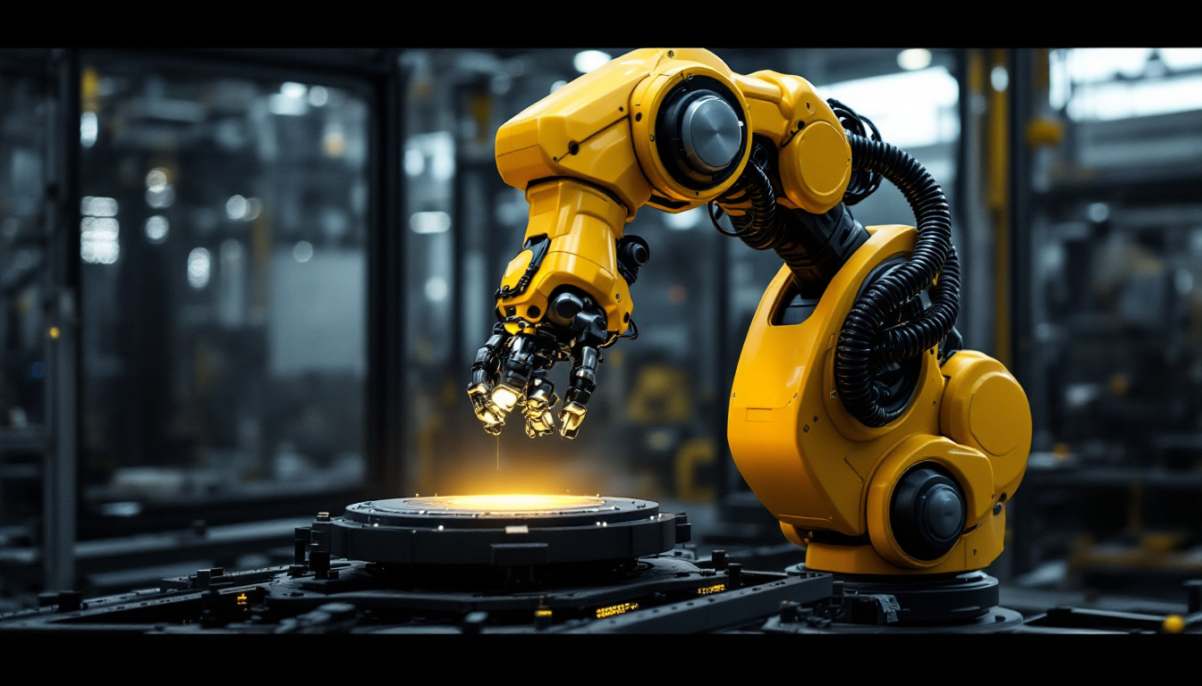 A photograph of a ur10 industrial robot in action
