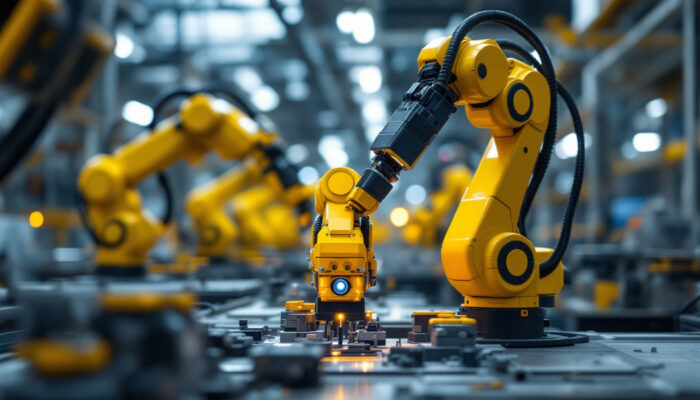 A photograph of capture a photograph of the universal robots ur20 in action within an industrial setting