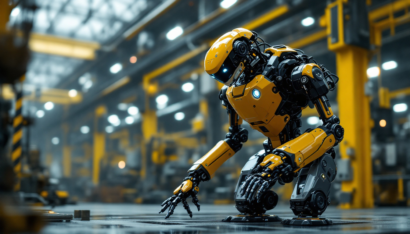 A photograph of a boston dynamics robot in action within an industrial setting
