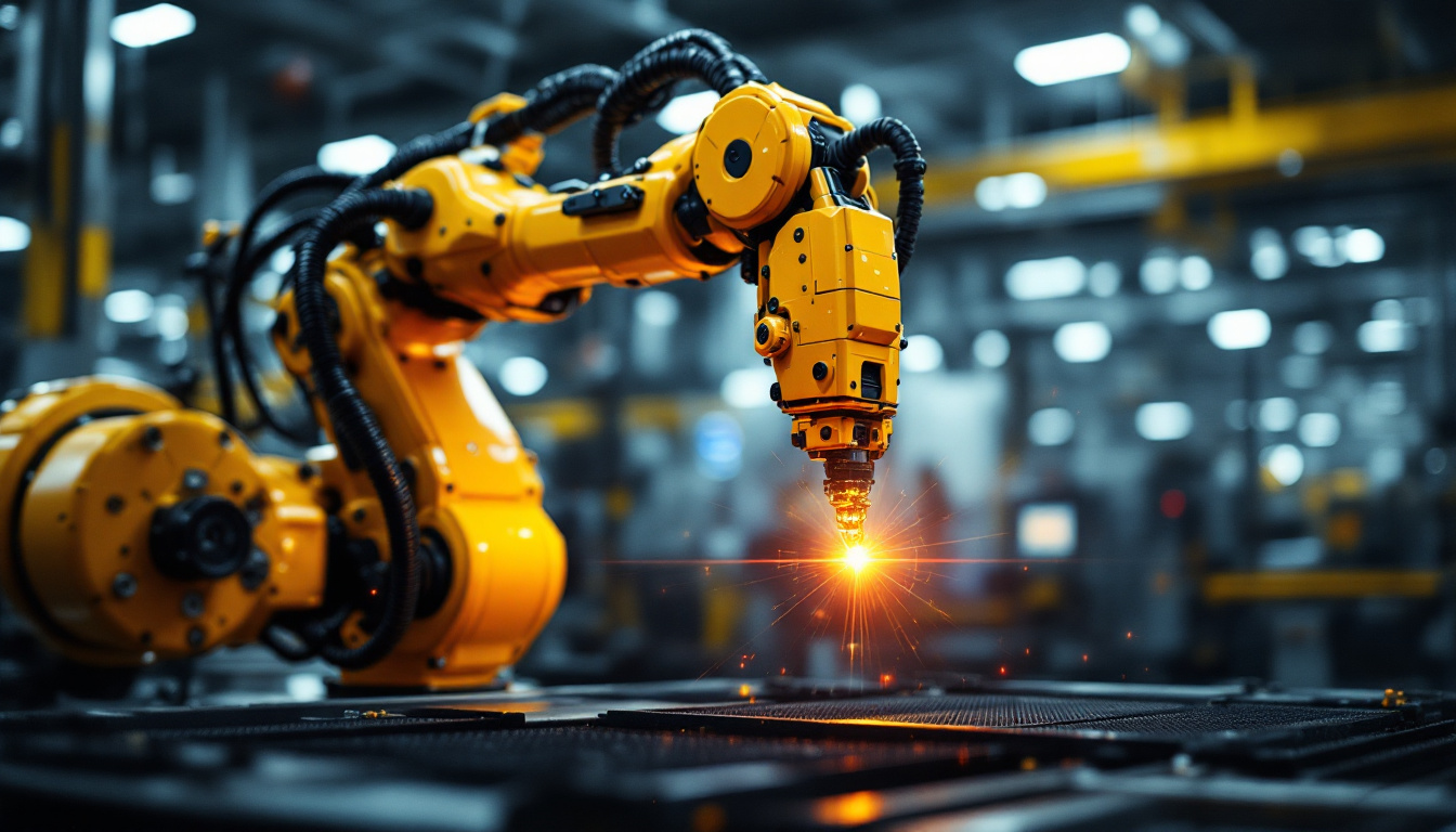 A photograph of a high-tech industrial robotic arm in action