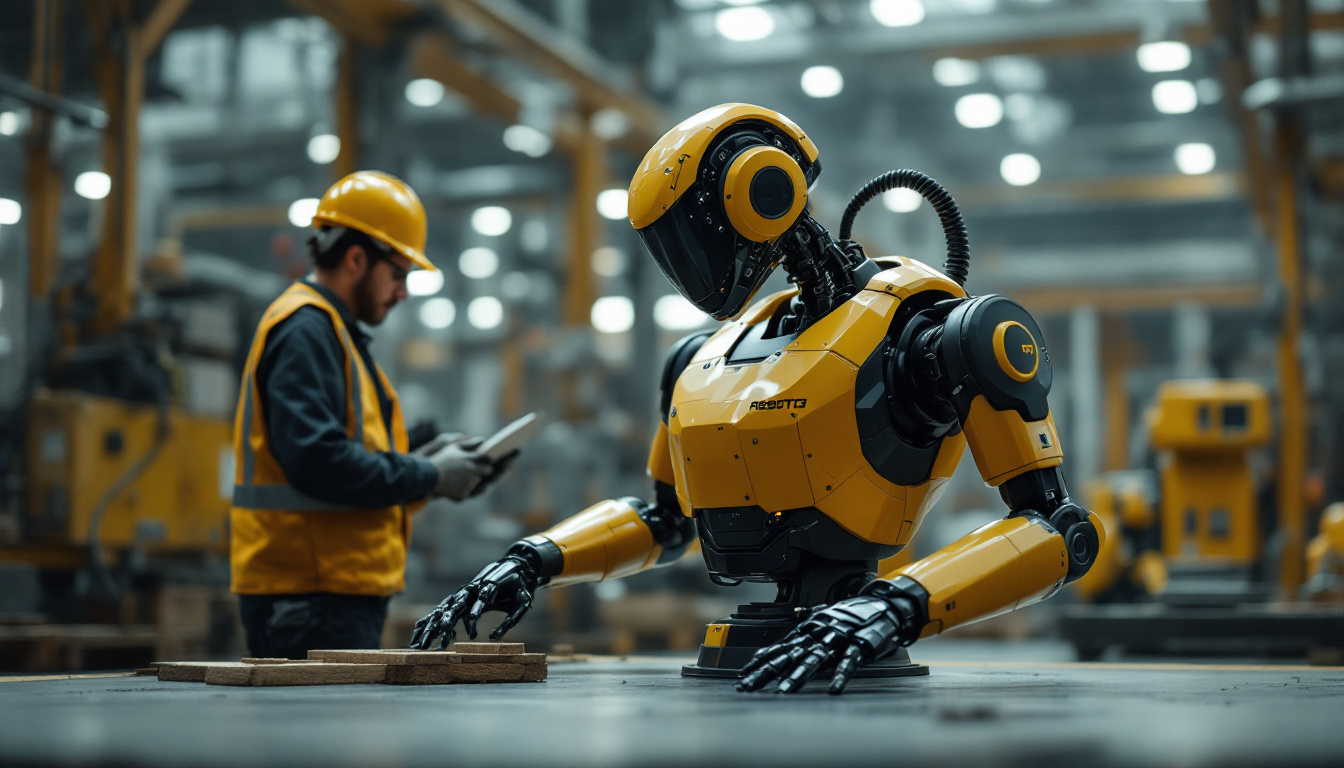 A photograph of a boston dynamics robot in action within an industrial setting