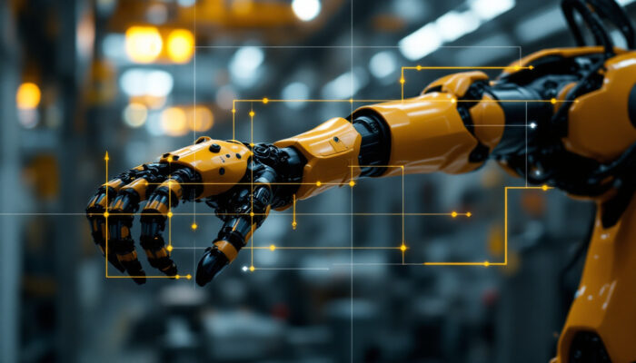 A photograph of a robotic arm in action