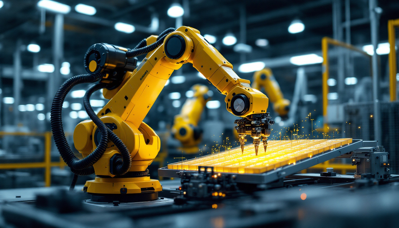 A photograph of a modern industrial robotic arm in action