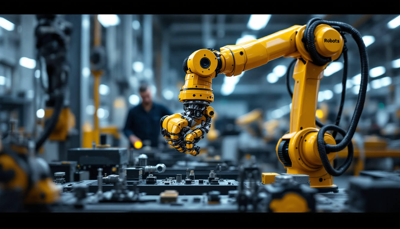 A photograph of a universal robots ur10 robotic arm in action