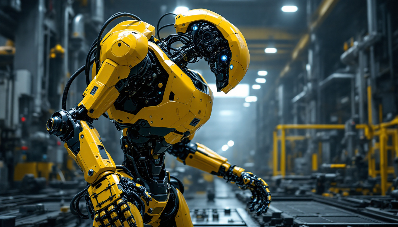 A photograph of a boston dynamics robot in action within an industrial setting