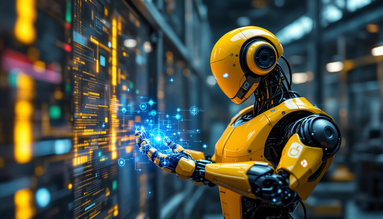 A photograph of a modern industrial robot in action