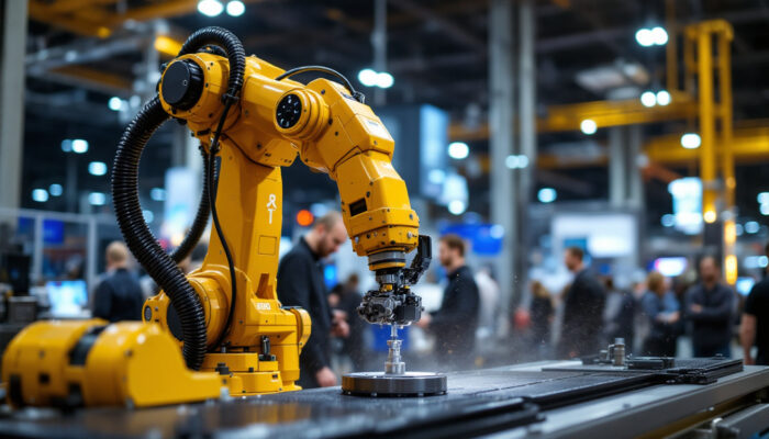 A photograph of a dynamic scene at the chicago automation show