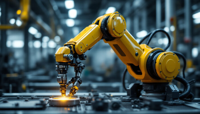 A photograph of a robotic manipulator arm in action