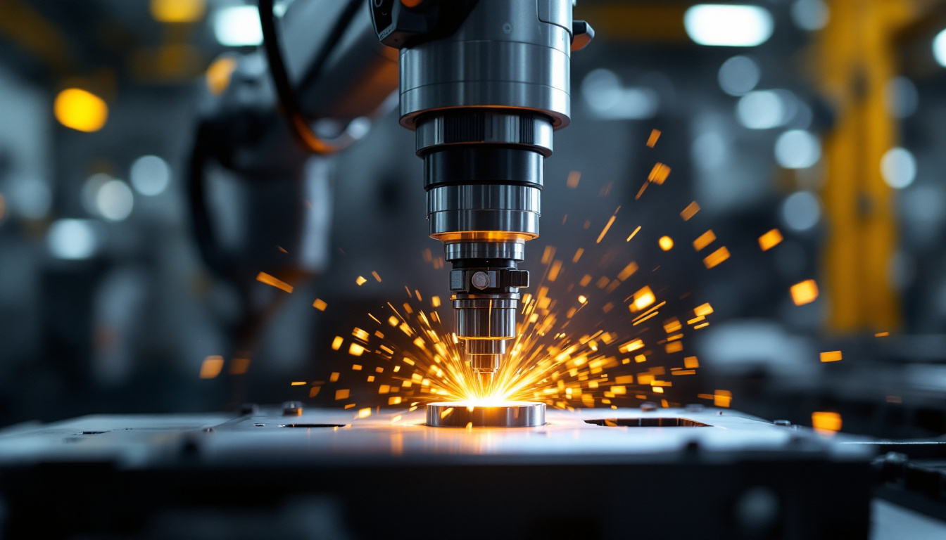 A photograph of a high-tech industrial robot in action