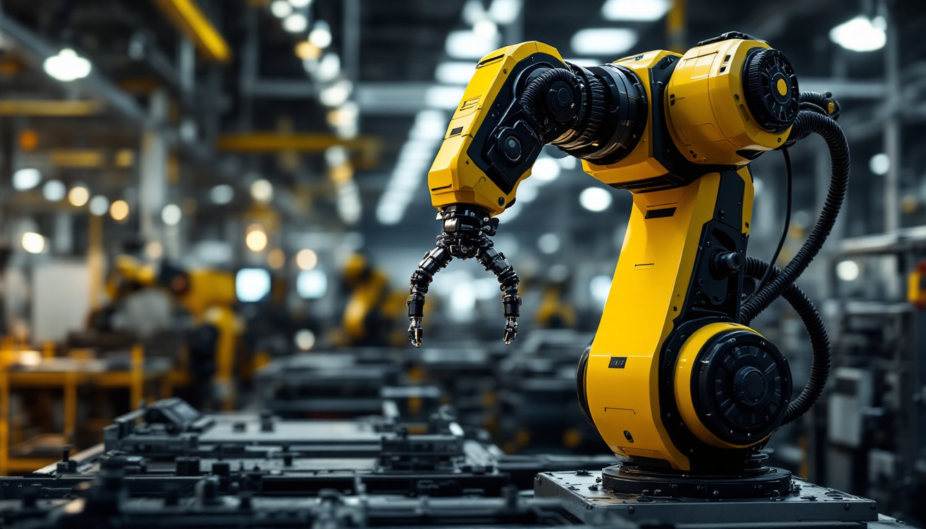A photograph of a sleek industrial robotic arm in action