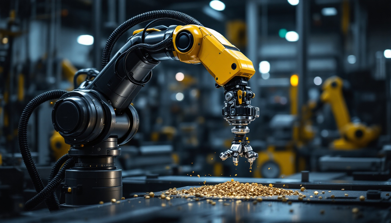 A photograph of a sleek industrial robotic arm in action