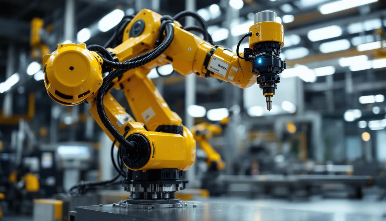 A photograph of a state-of-the-art industrial robot in action at globalfoundries in essex