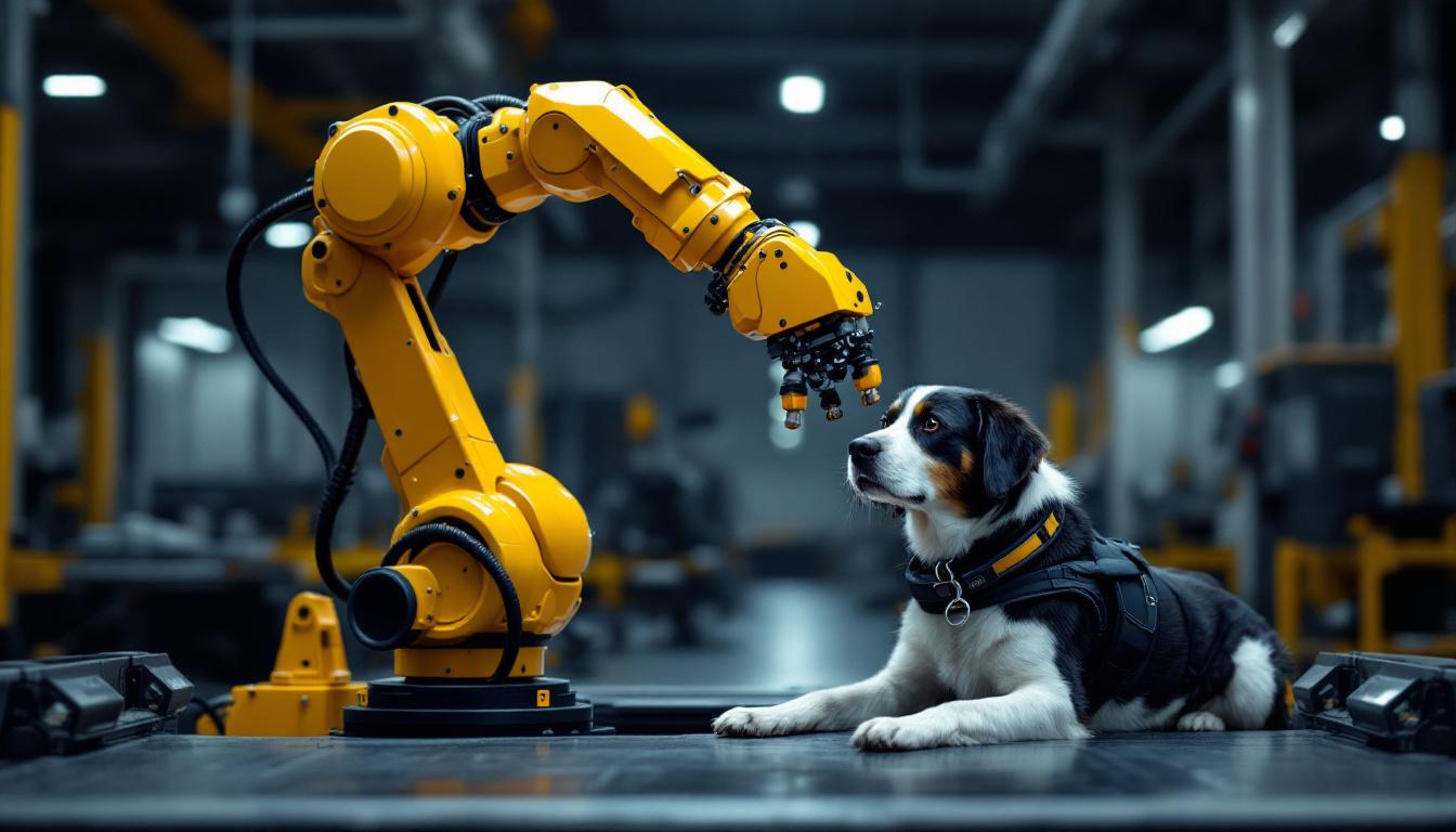 A photograph of a skilled industrial robotic arm in action
