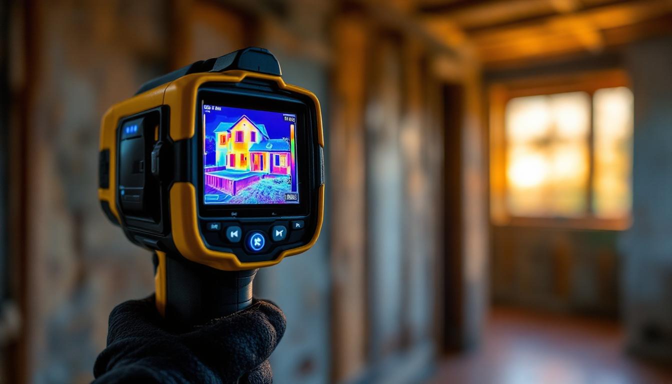A photograph of a thermal camera in action during a home inspection