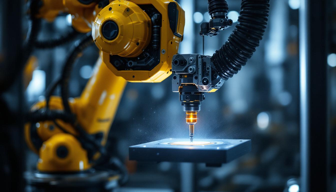 A photograph of a hyundai industrial robot in action