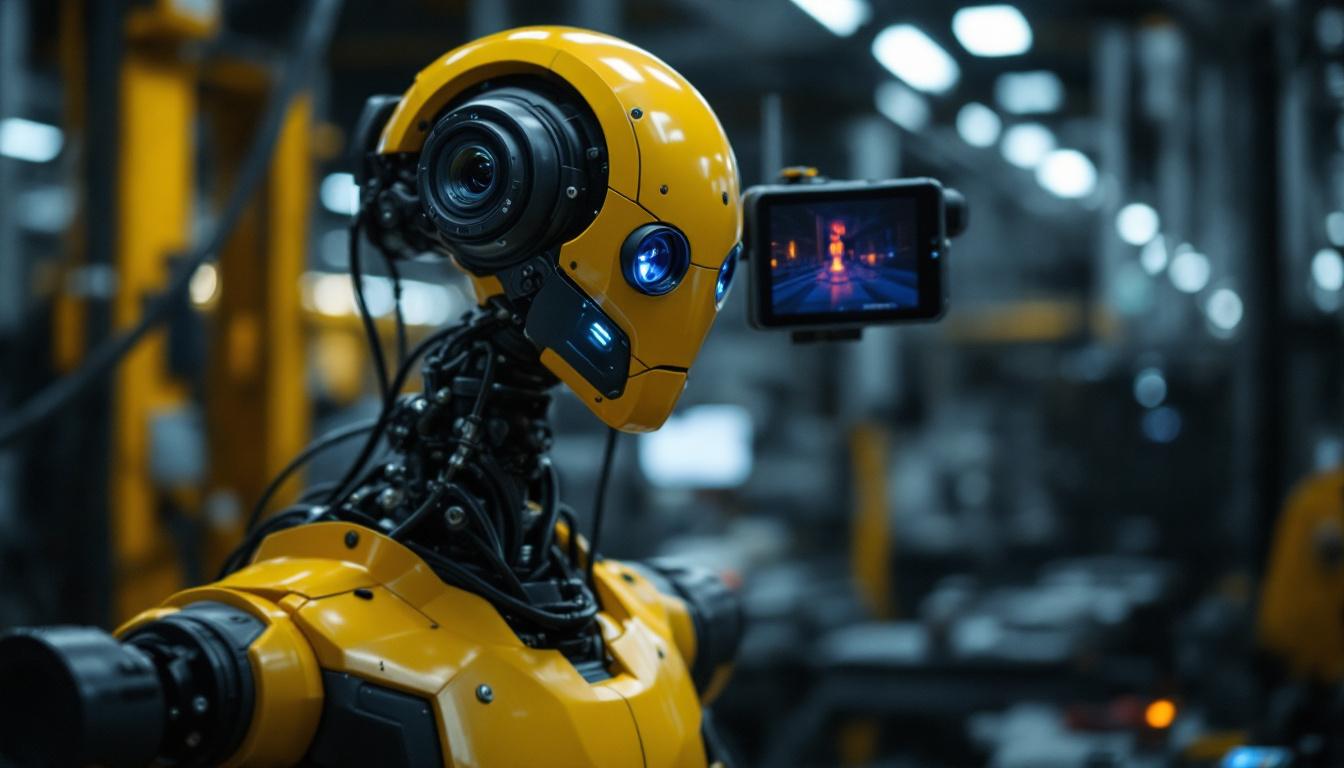A photograph of capture a photograph of an industrial robot in action