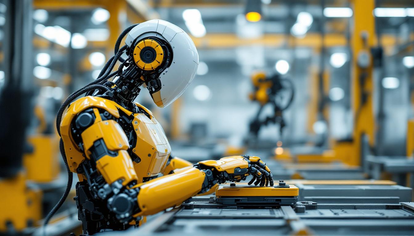 A photograph of a sleek industrial robot in action