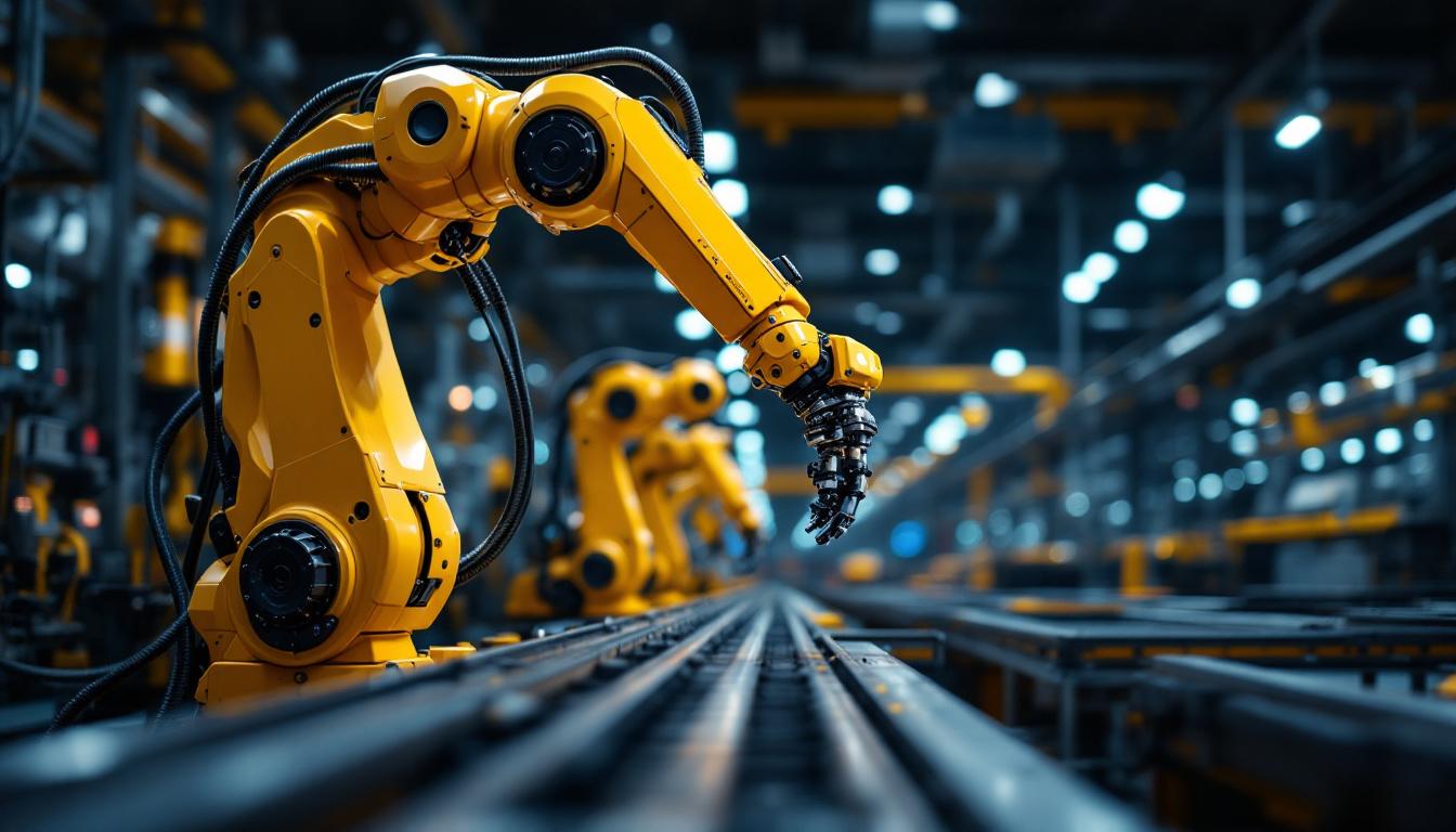 A photograph of a sleek industrial robotic arm in action