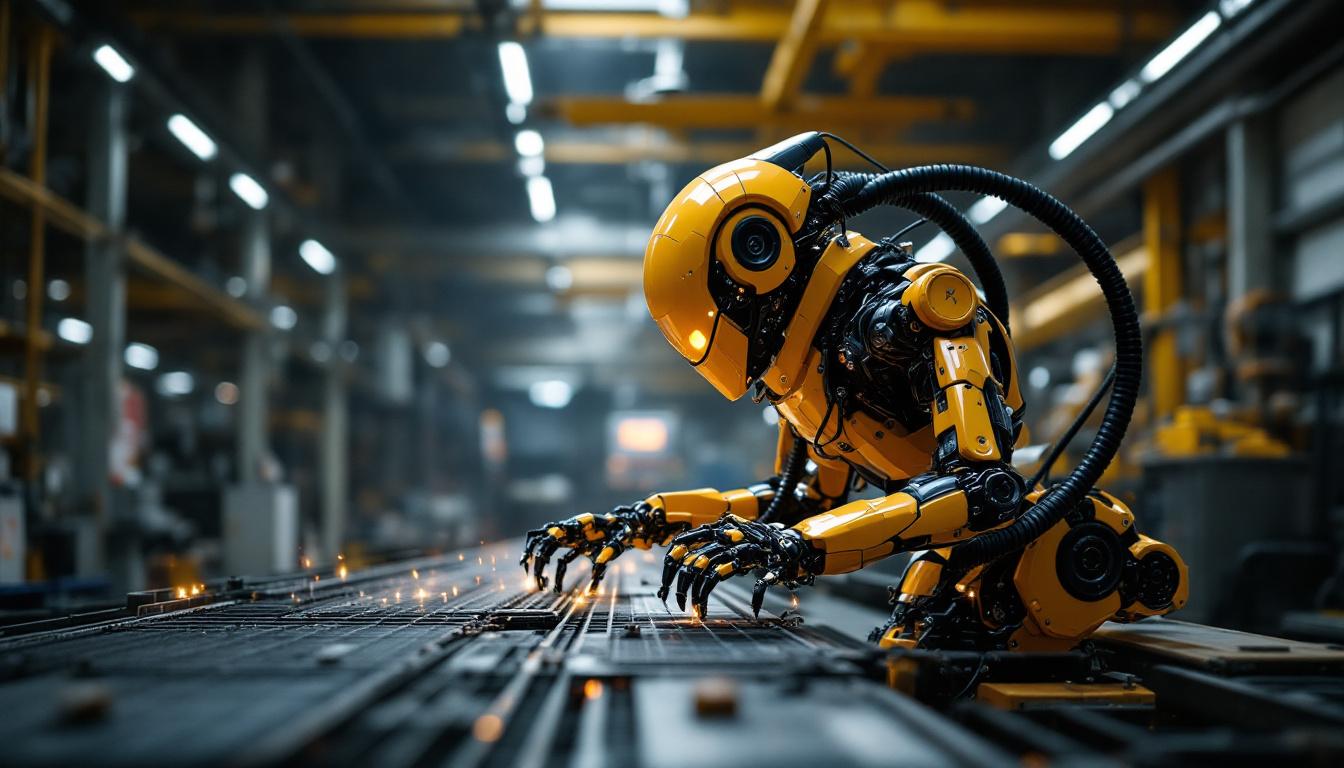 A photograph of a boston dynamics robot in action within an industrial setting