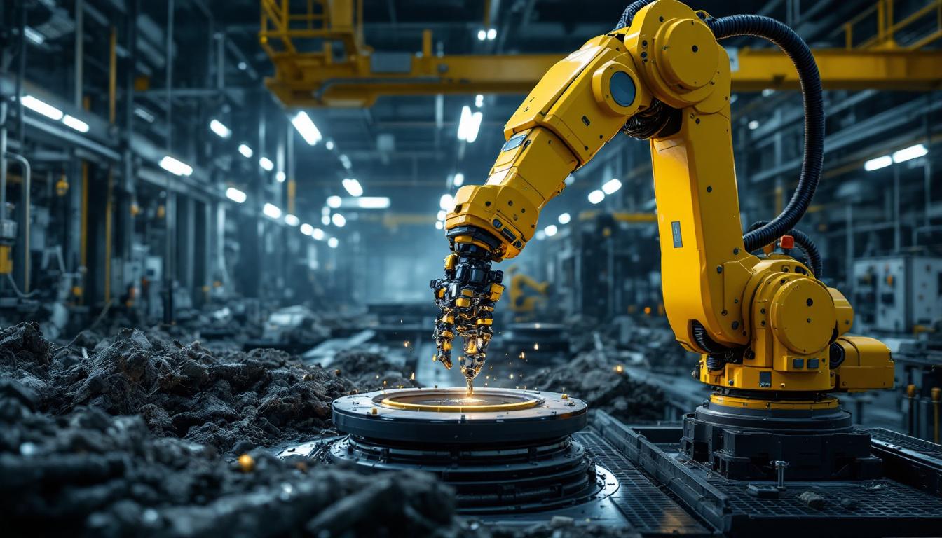 A photograph of a robotic arm working in a decommissioned nuclear facility