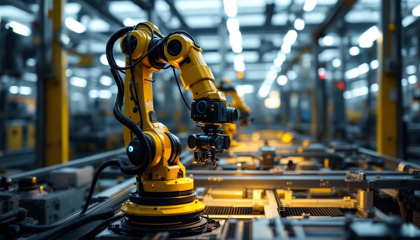 A photograph of a robotic camera system in action within an industrial setting