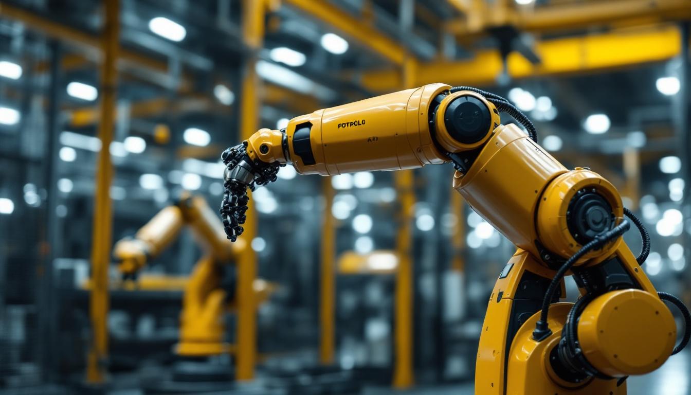 A photograph of a sleek industrial robotic arm in action