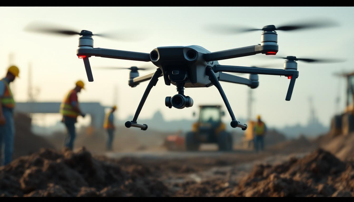 A photograph of a sleek industrial drone in action