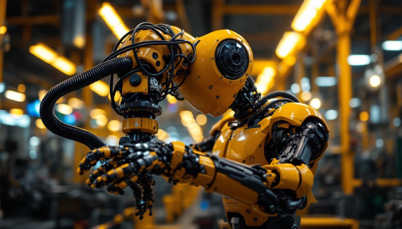 A photograph of capture a photograph of an industrial robot in action