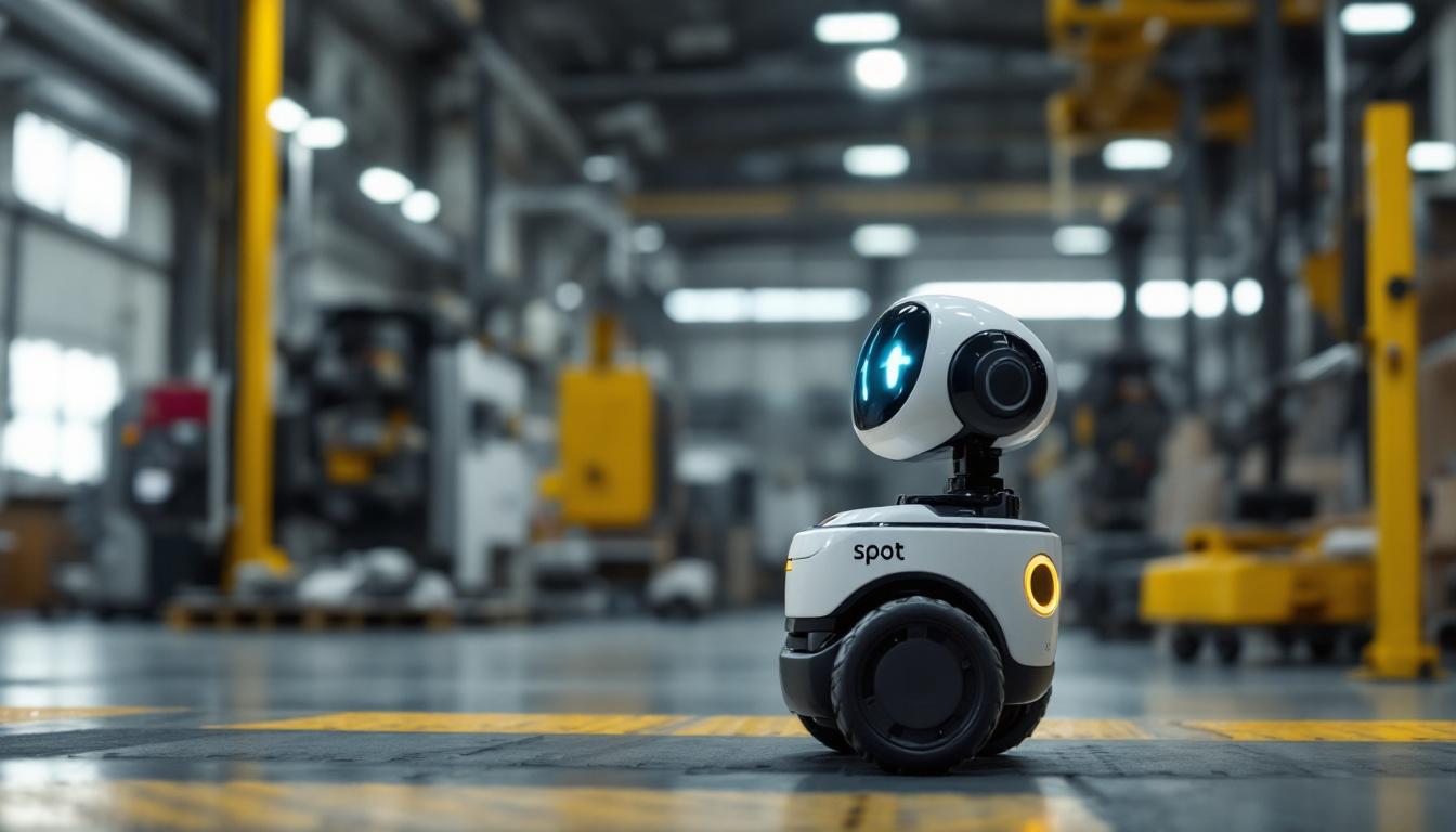 A photograph of a spot robot in action within an industrial setting