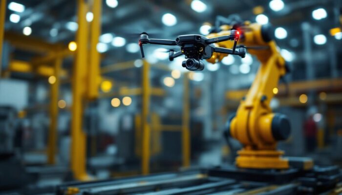 A photograph of a drone in action