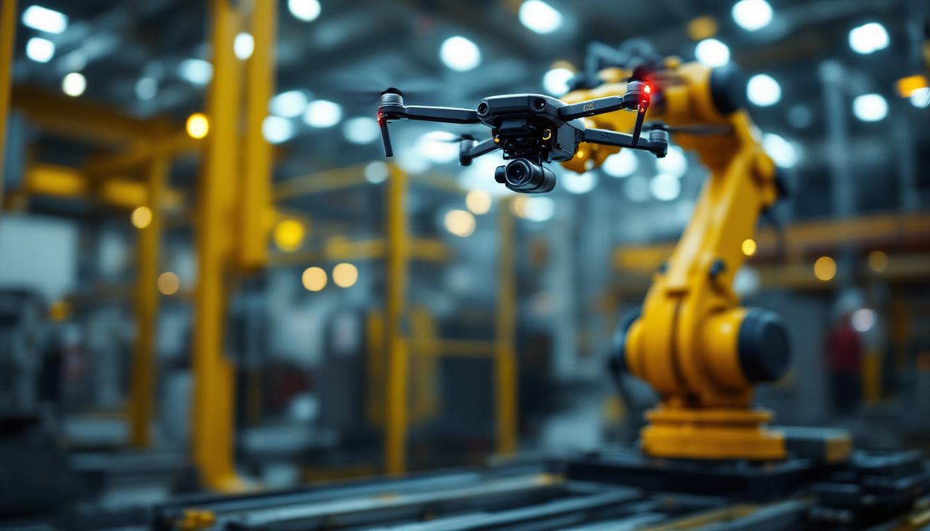 A photograph of a drone in action