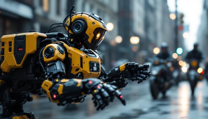 A photograph of a boston bomb squad robot in action