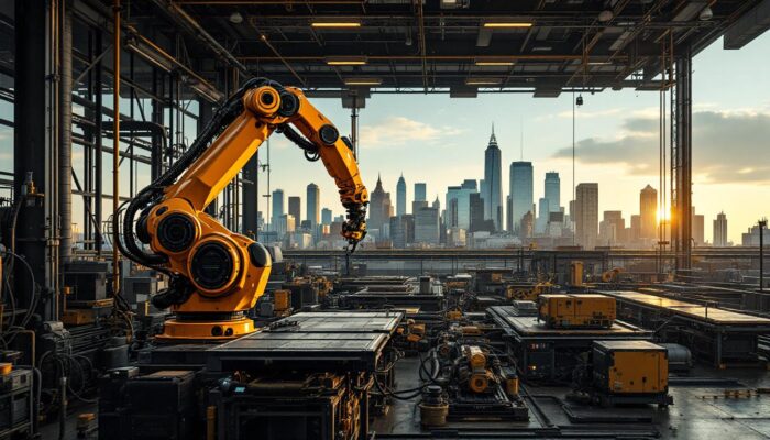 A photograph of capture a photograph of a bustling boston industrial area