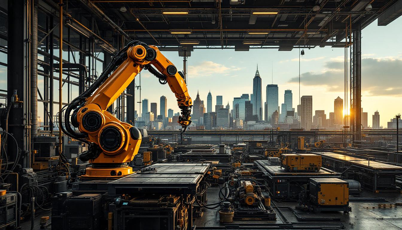 A photograph of capture a photograph of a bustling boston industrial area